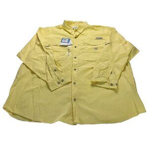 Columbia PFG Shirt Men 2XL Yellow Button Up Camp Outdoors Performance River NWT